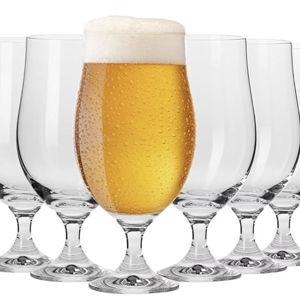 Krosno Lager Beer Glasses | Set of 6 | 16.9 oz | Harmony Collection | Perfect for Home, Restaurants and Pubs | Dishwasher Safe | Lead-Free Crystal Glass