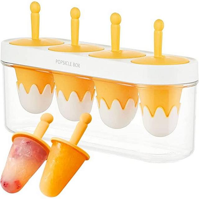 Miaowoof Homemade Popsicle Mold for Kids, Small Reusable Easy Release Silicone BPA-Free Ice Cream Maker DIY Teething Mini Popsicle for Toddlers & Babby(Yellow)