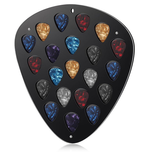 Teenyyou 21 Slots Guitar Pick Holder Wall Mountable Guitar Pick Display Case Holder Gifts for Men Players and Musicians(Black)