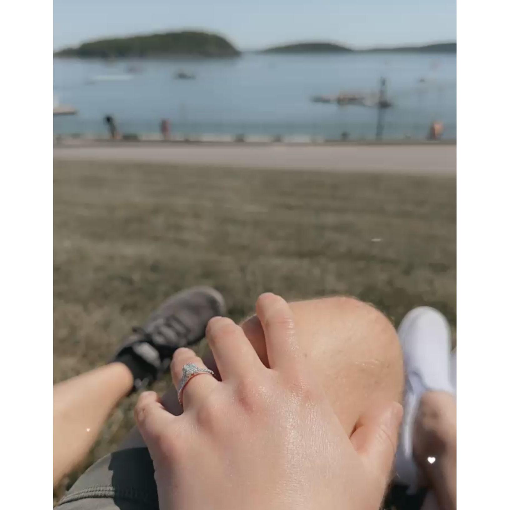 Showing off the ring in Bar Harbor!