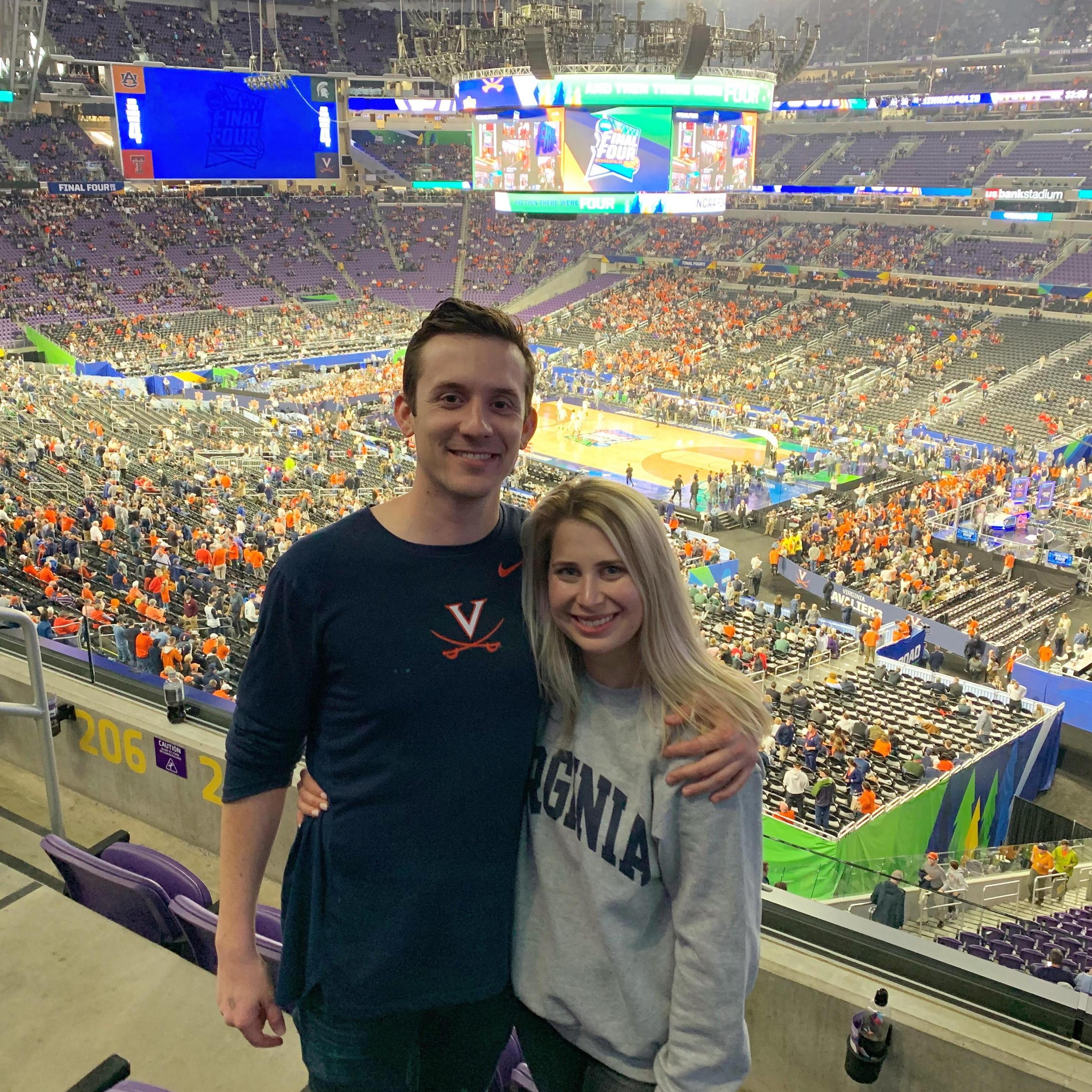 ... and Kelly has become a Hoos fan for Harry. The trip of a lifetime watching Virginia win the National Championship!