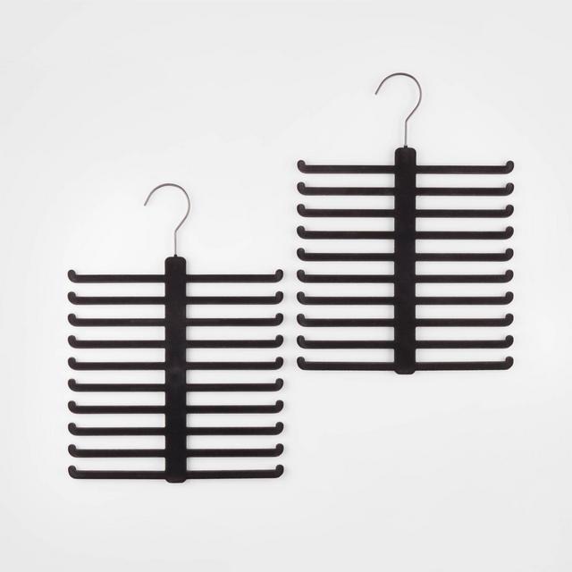 2pk 4 Bar Flocked Hangers Black - Brightroom