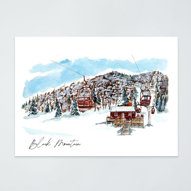 Black Mountain Ski Print: Jackson NH Watercolor Art