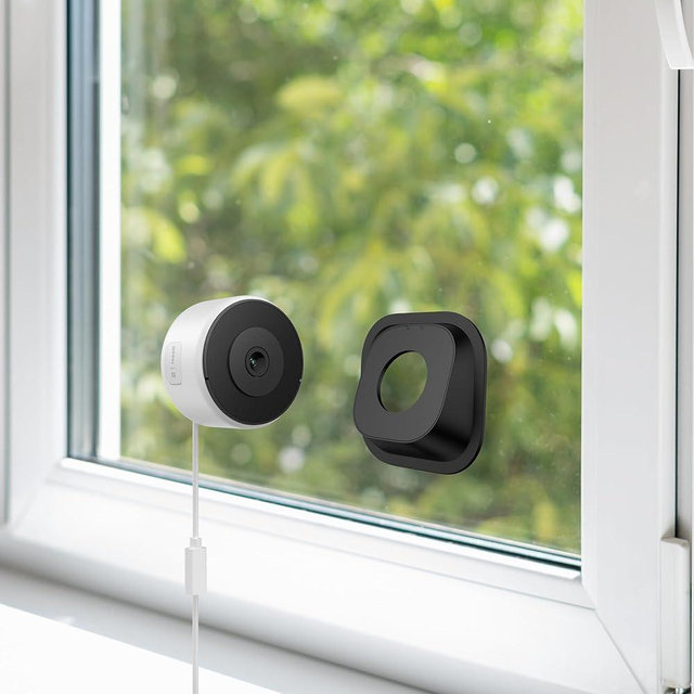 Luna 3MP 2K Window Camera, 2.4GHz & 5GHz WiFi6 Indoor Cameras for Home Security Outdoor, Smart AI Descriptive Motion Alert, Color Night Vision, Stick-On Glass-Angled Mount Wired, Easy & Quick Install