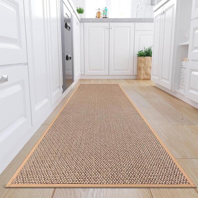 KIMODE Farmhouse Kitchen Runner Rugs 30"x70",Non-Slip Washable Runners for Kitchen Floor,Absorbent Beige Kitchen Mats for Floor,Hallway Runner Rug for Front Sink/Hallway/Laundry Room
