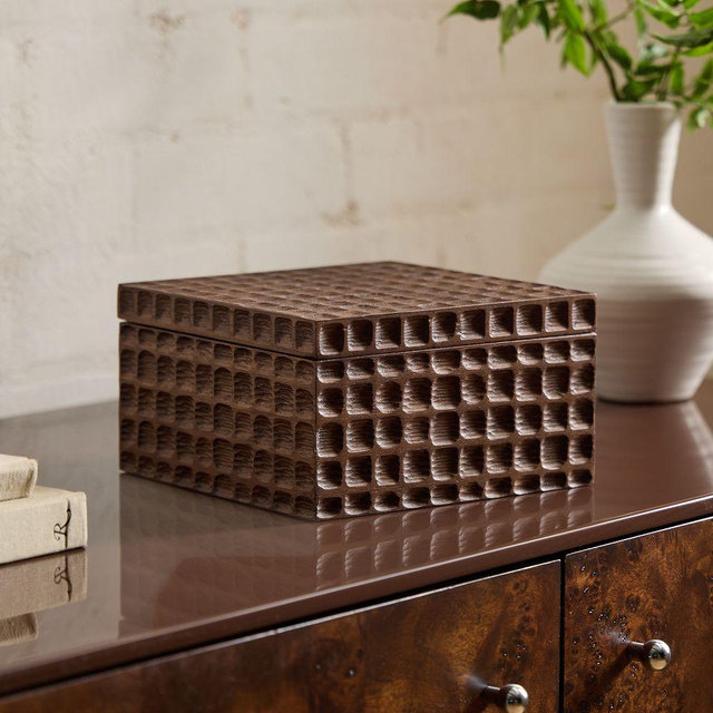 Nadia Wood Boxes, Dark Walnut, Oak, 7X7
