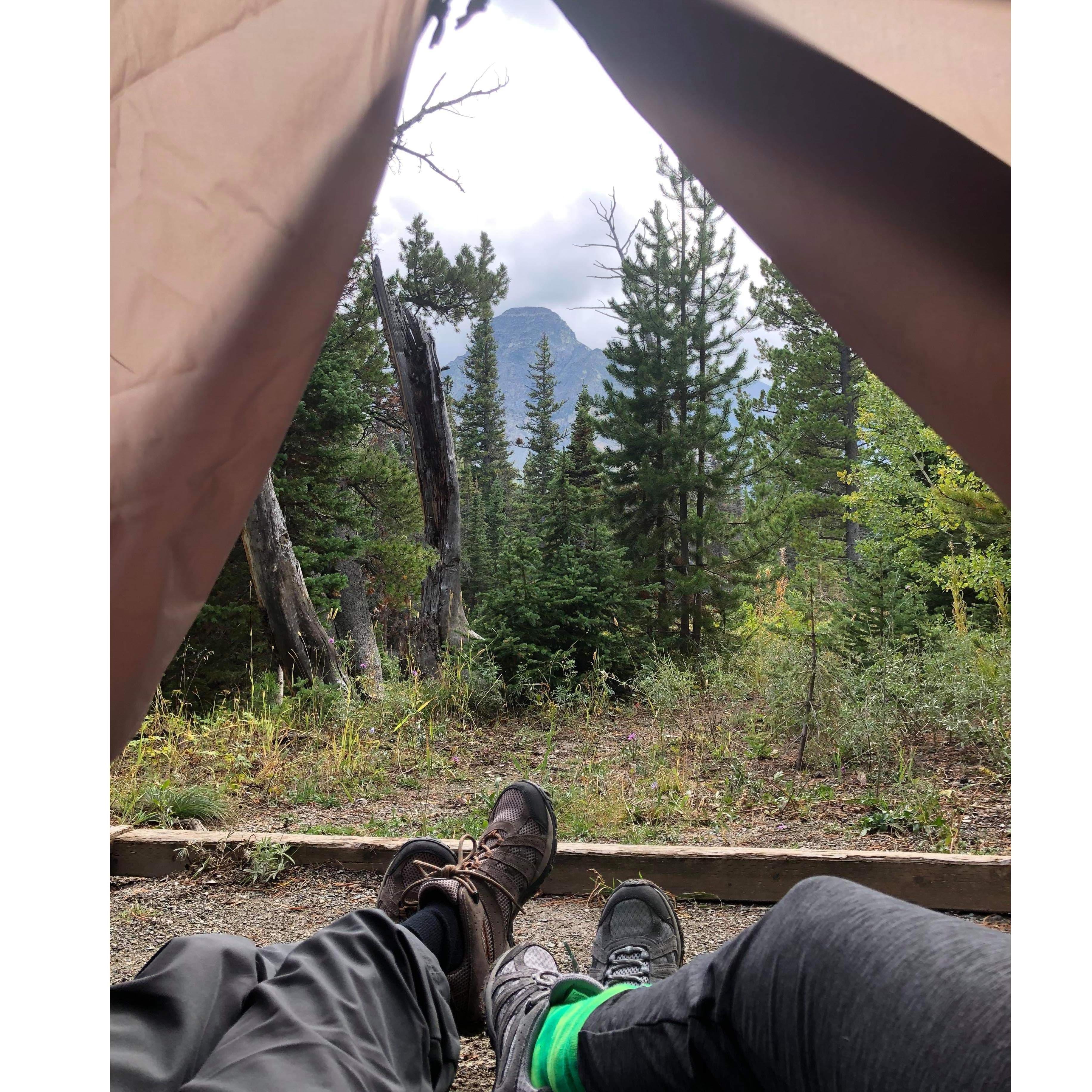 Glacier Park, Montana. Kass slept in the car the first night and on because she said Rickey snored so loud like a Bear, that it would attract a Bear fight.