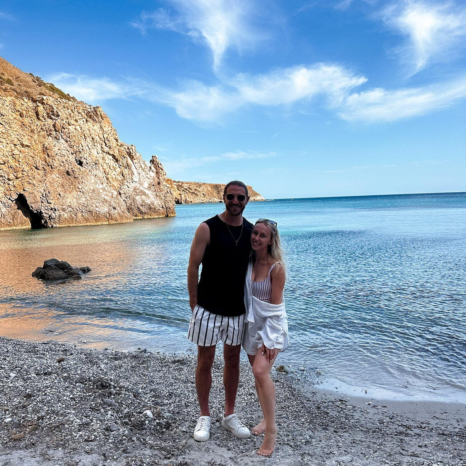 Tsigrado Beach. Not pictured the two ladders needed to get here. Also not pictured Cole rock climbing up the side of the mountain.