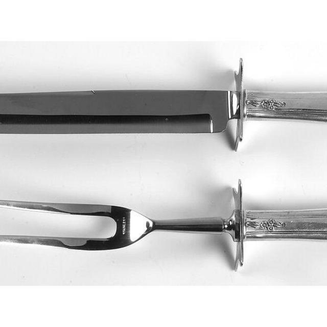 Large 2-Piece Roast Carving Set w/ Stainless Blade Courtship (Sterling, 1936, No Monograms) by International Silver
