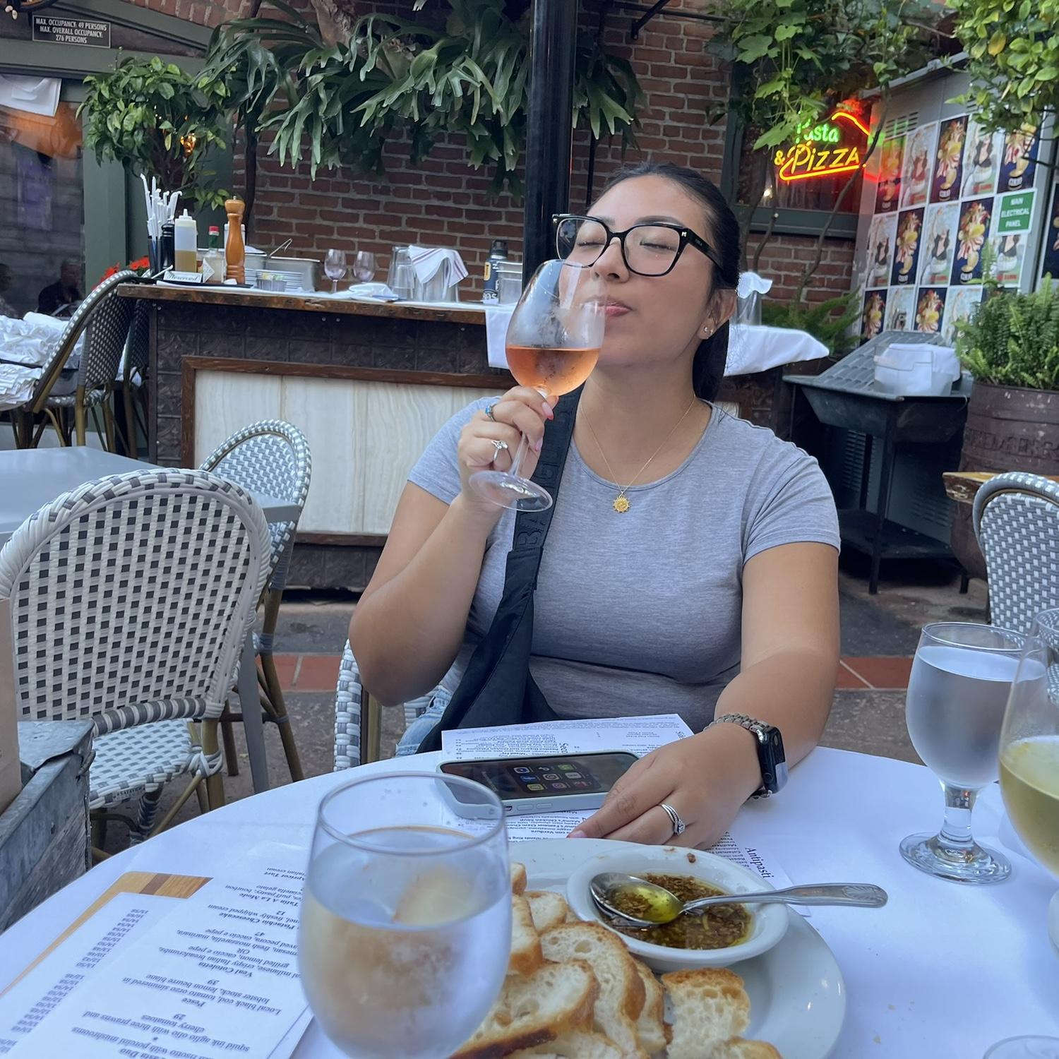 On vacation enjoying a glass of wine in San Luis Obispo