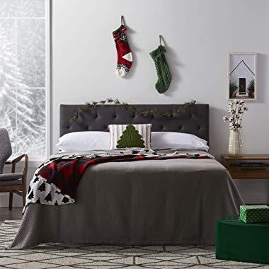LUCID Mid-Rise Upholstered Headboard - Adjustable Height from 34” to 46”, King/Cal King, Charcoal
