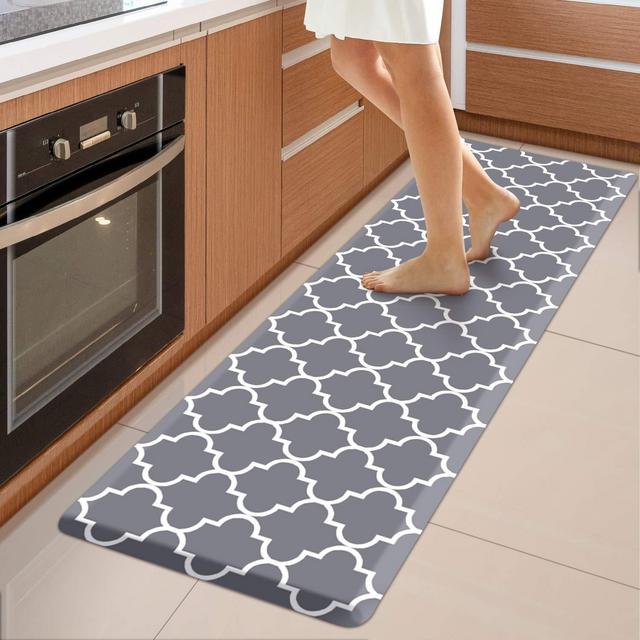 WISELIFE Kitchen Mat Cushioned Anti-Fatigue Kitchen Rug,17.3x 60,Non Slip Waterproof Kitchen Mats and Rugs Heavy Duty PVC Ergonomic Comfort Mat for Kitchen, Floor Home, Office, Sink, Laundry , Grey