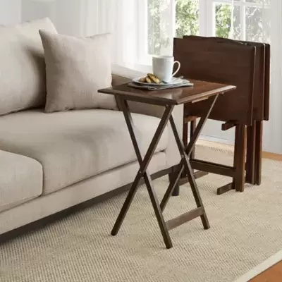 Bevel 5-Piece Snack Tables in Walnut