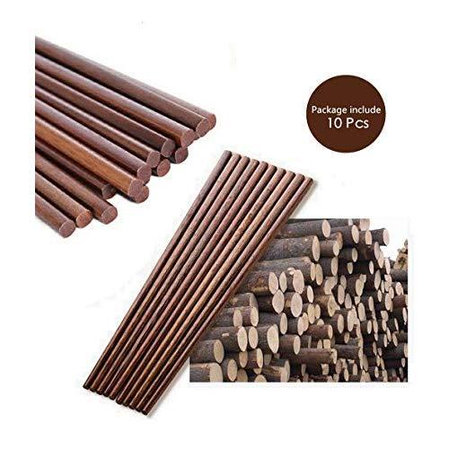 Chopsticks,Reusable Wooden Chinese Chopsticks Dishwasher Safe Wood Chopstick,Pack of 10 Natural Health for Cooking Eating,Korean Japaness Style,9.8 inch Long,Dark Brown