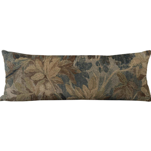 DAPHNE | Long Lumbar Designer Tapestry Style Pillow Cover, Forest Pillow, Vintage Style Pillow, Verdure Style Pillow, Muted Botanical Pillow