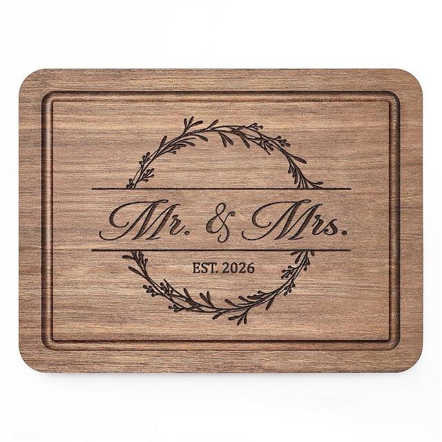 Craftique Wedding Gifts for Couples 2026, Bridal Shower Gifts- Walnut Wood Cutting Board Engraved with Mr. and Mrs. EST. 2026- Mr and Mrs/Wedding/Engagement Gift for Newlyweds Bride and Groom