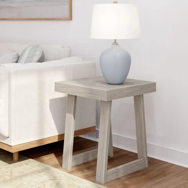 Plank+Beam Classic Square Side Table, Slim Side Table for Living Room, Narrow Nightstand for Small Spaces, Wood End Table for Bedroom