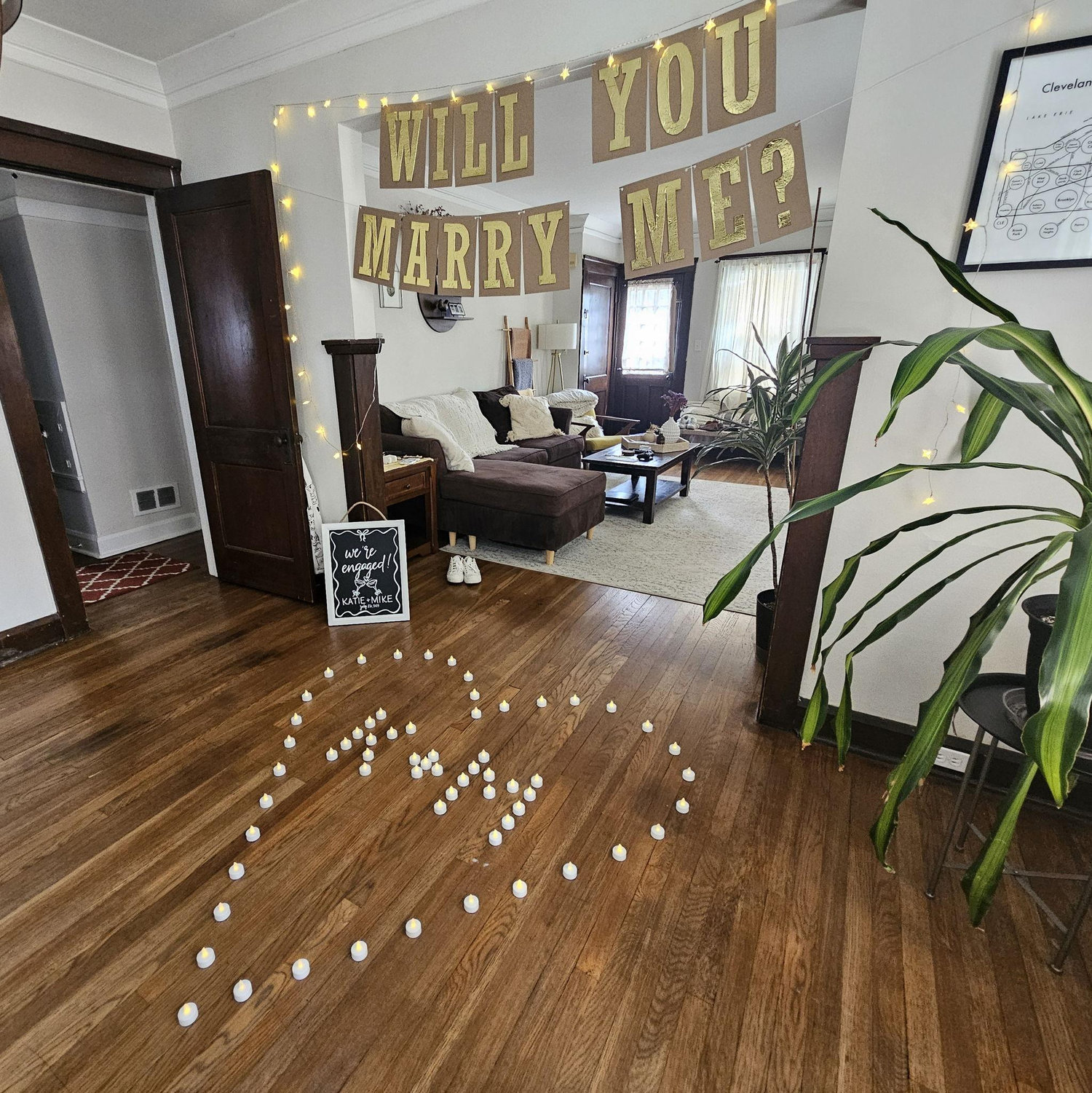 July 2025 | ✨ Michael's proposal setup ✨ (fun fact: he made that sign by hand)