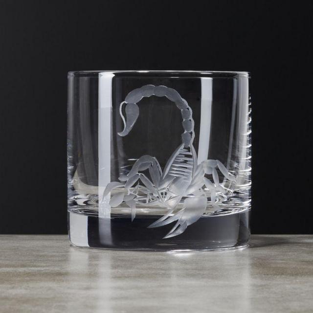 Dwayne Etched Scorpion Double Old-Fashioned Glass