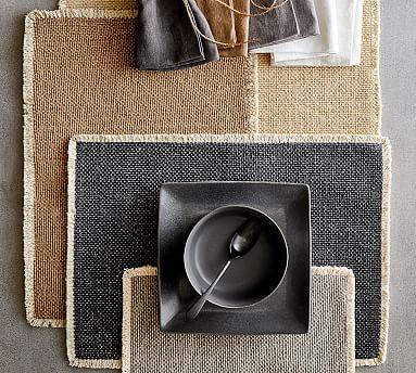 Mason Fringe Placemat-Charcoal Set of 40
