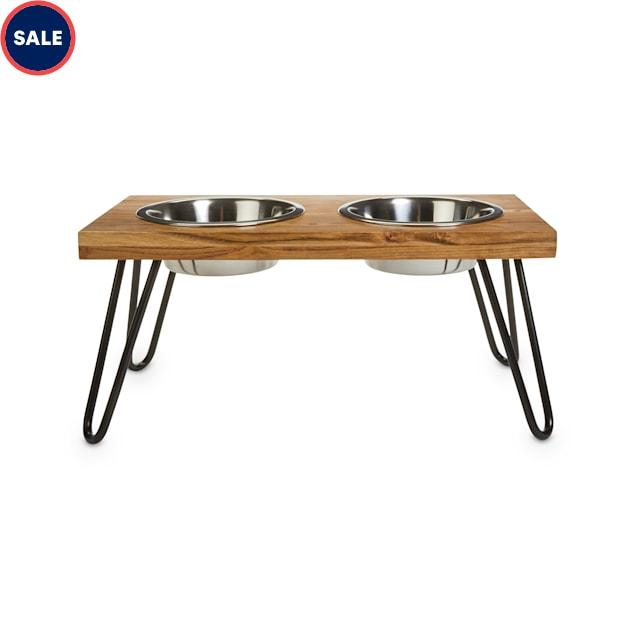 EveryYay Better Together Elevated Wood Double Diner with Stainless-Steel Bowls for Dogs, 4.6 Cups