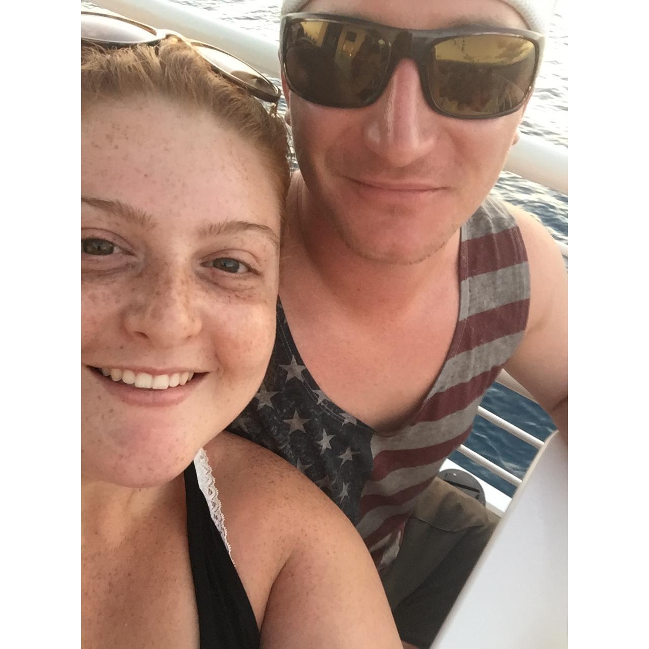 Watching the sunset on a boat!