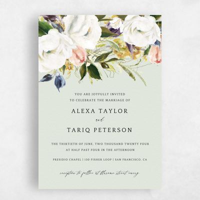 Light Sage, Green Wedding Invitation - Octavia Portrait