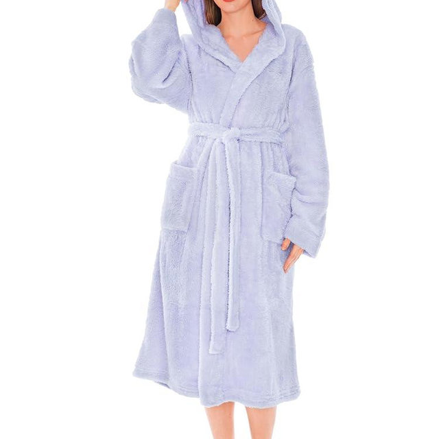 PAVILIA Women Hooded Plush Soft Robe | Fluffy Warm Fleece Sherpa Shaggy Bathrobe