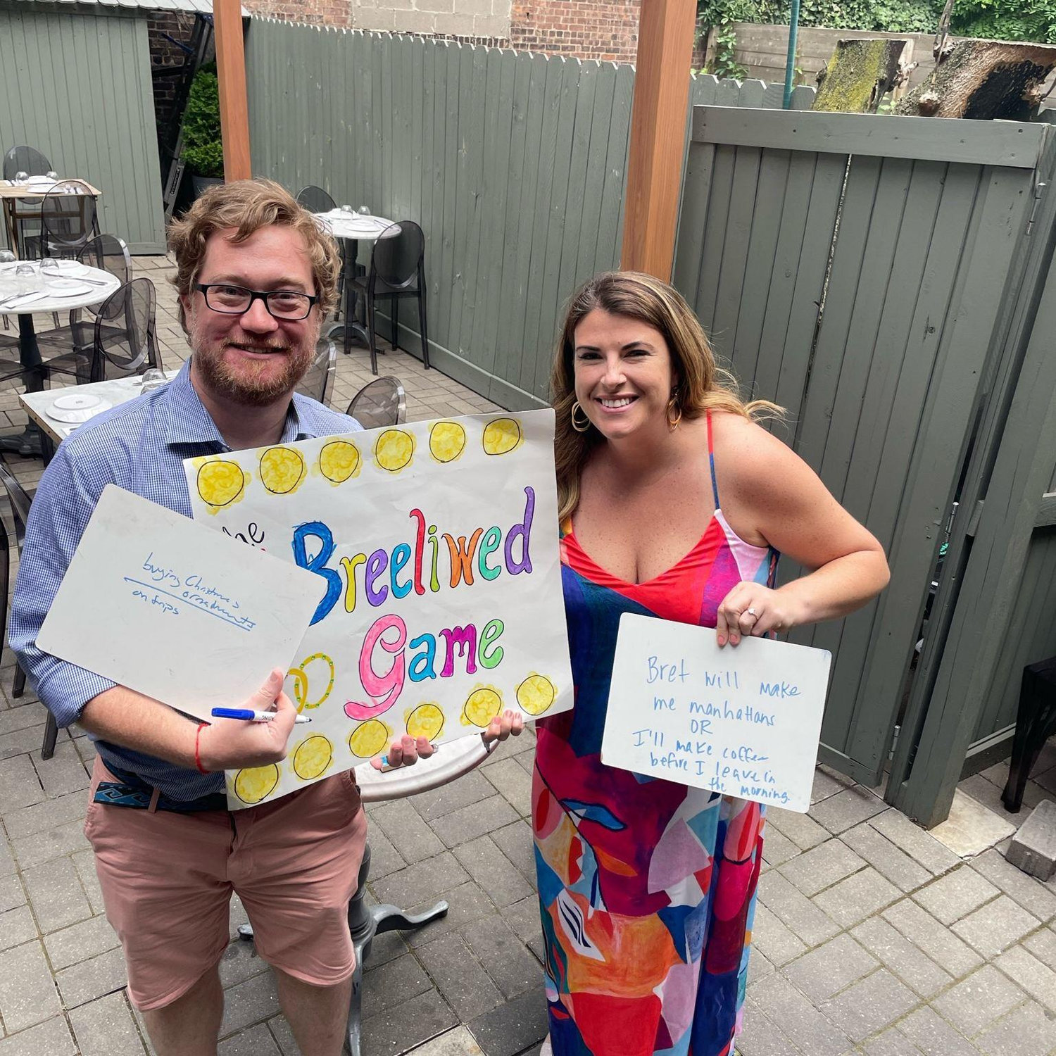 The Breeliwed game at our engagement party. Keeli won (by a hair).