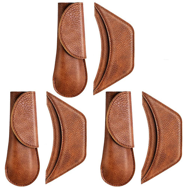 6 Pieces Cast Iron Handle Cover Handmade Thick Skillet Handle Cover Full Grain Frying Pan Handle Sleeve Rustic Leather Hot Handle Holder Double Layered Leather Handle Cover Assist Grip for Kitchen