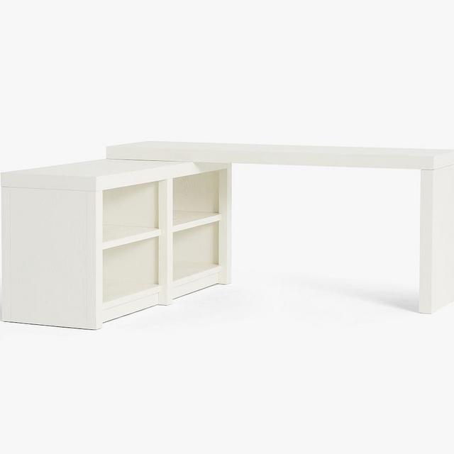 Dillon Peninsula Desk with Bookcase, Montauk White