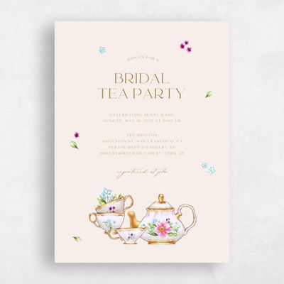 Linen, Beige Wedding Wedding Shower Invitation - Pinerolo Portrait