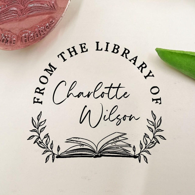 From the library of stamp, Library Stamp, personalized book stamp, custom book stamp, Personalized flower Book stamp, Best Gift