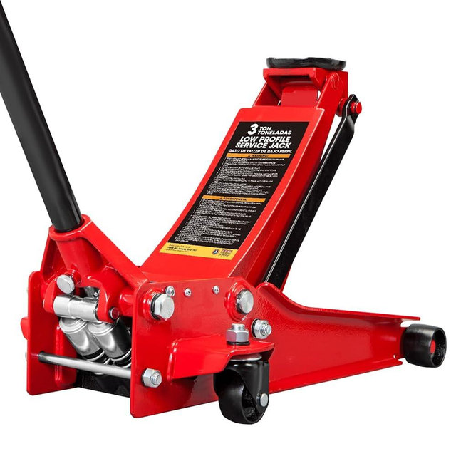 BIG RED 3 Ton Low Profile Hydraulic Floor Jack, Dual Pump 6600lbs Heavy-Duty Steel, 3.125"-20" Lift for Cars/Trucks/SUVs w/Overload Protection & 1-Yr Warranty