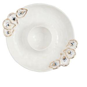 Round Oyster Chip And Dip Server