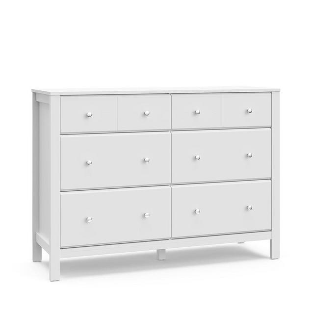 Storkcraft Horizon 6 Drawer Dresser (White) – GREENGUARD Gold Certified Dresser for Nursery & Kids’ Room, Modern Storage with Interlocking Drawer System