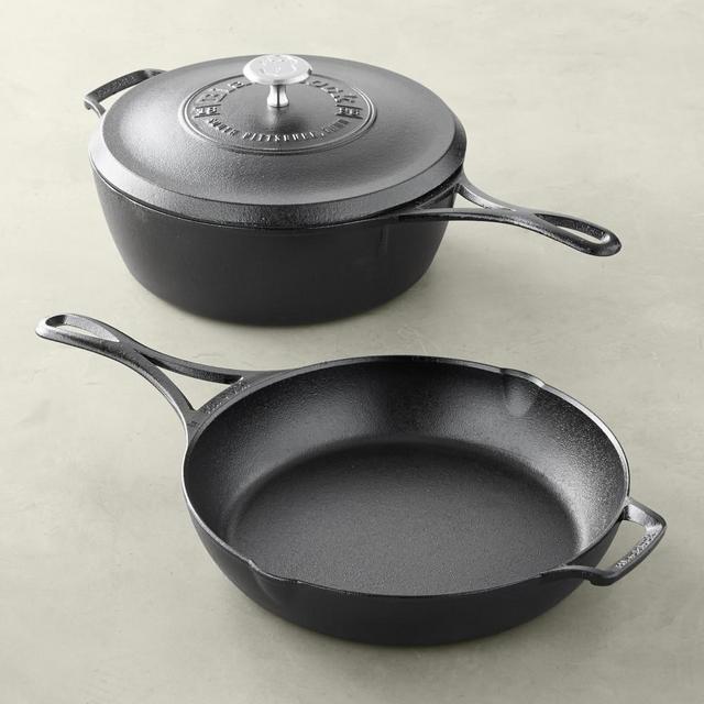 Lodge Blacklock Triple Seasoned Cast-Iron 3-Piece Set, Saute Pan & 10 1/4-Inch Skillet