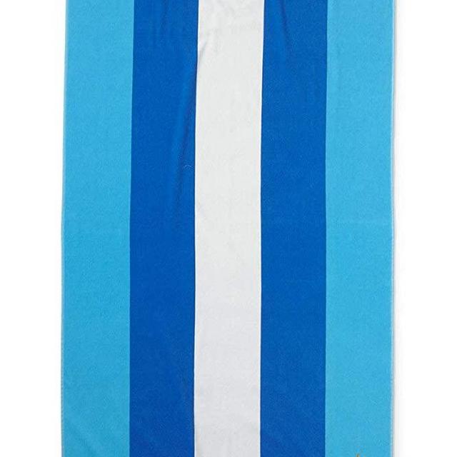 Lands' End School Uniform Rugby Stripe Beach Towel Pool Blue Stripe