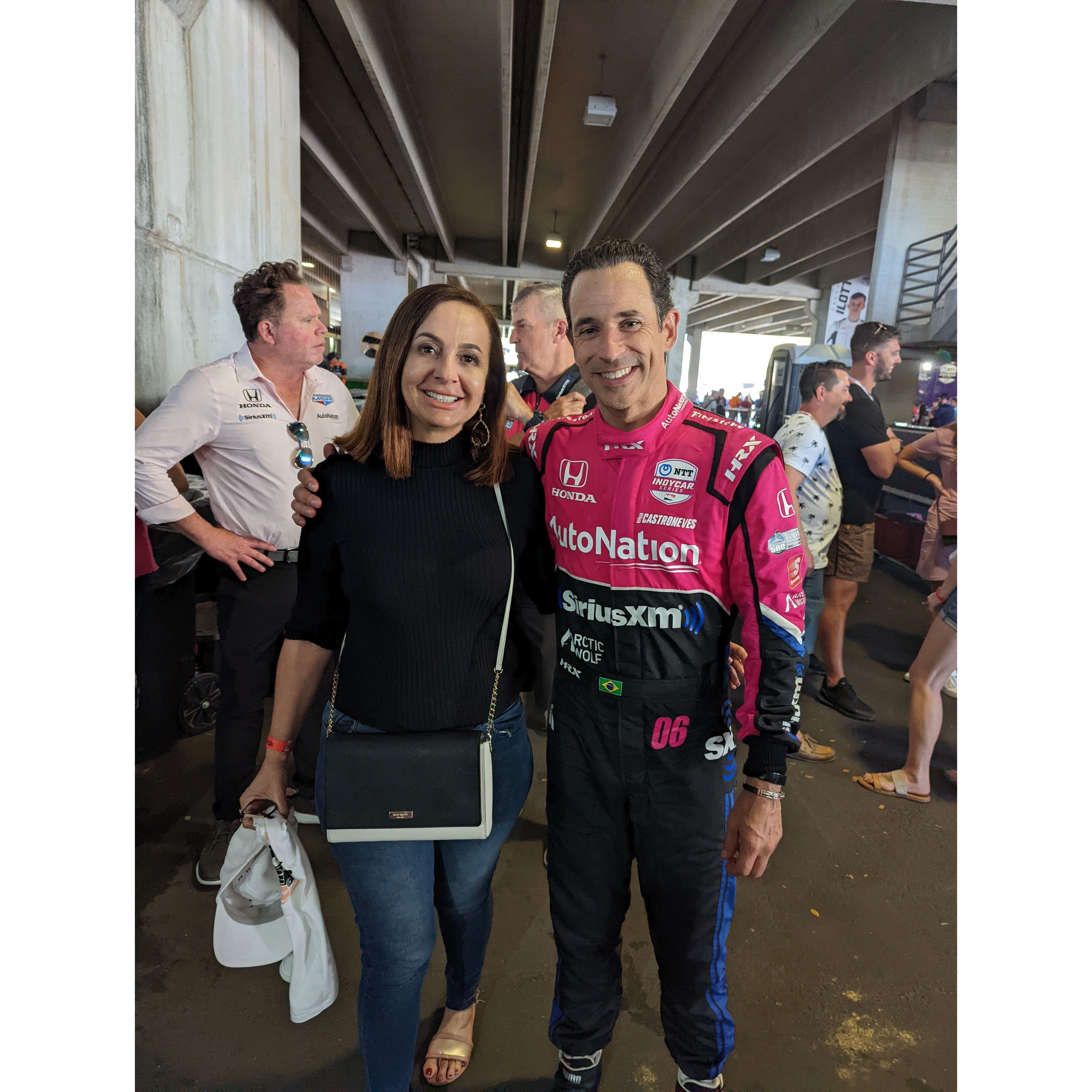 Meeting Hélio Castroneves - this is when I first knew I loved her!