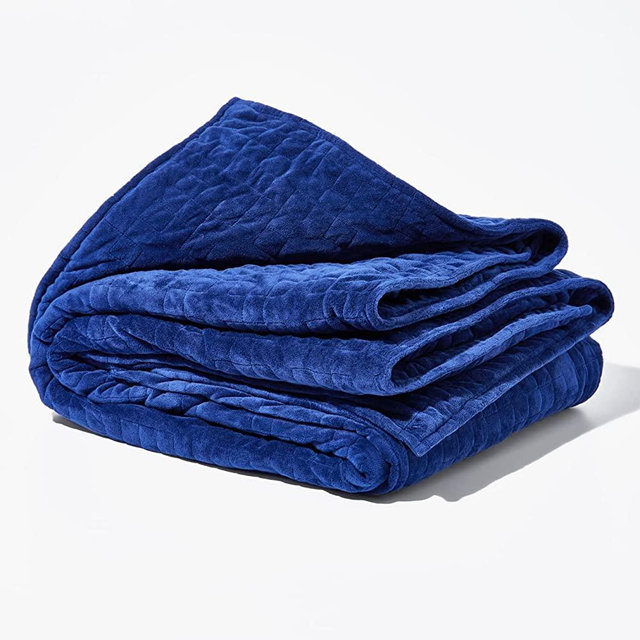 Gravity Blankets Weighted Blanket for Adults, 35 lbs Navy 90"x90" Queen/King, The Original Weighted Blanket for Sleep, Cotton Made Blanket with Washable Removable Microfiber Duvet Cover