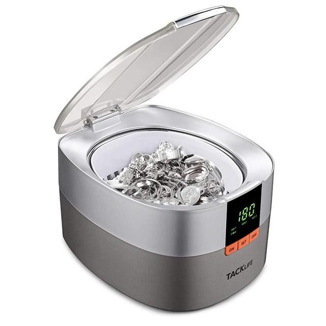 Ultrasonic Cleaner, Professional Jewelry Cleaner 25 Ounces with 5 Digital Timer, No Noise, Portable, 304 SUS Tank for Cleaning Eyeglasses, Watches, Dentures, Tacklife MUC03