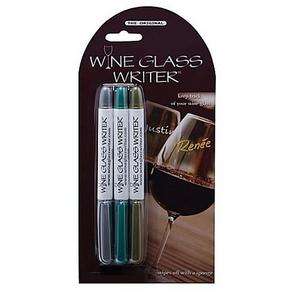 Susquehanna Glass - Wine Glass Writer 3-Pack Washable Markers in Silver/Green/Gold