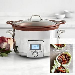 All Clad Gourmet 5-Qt. Slow Cooker with Williams Sonoma Test Kitchen Slow Cooker Cookbook