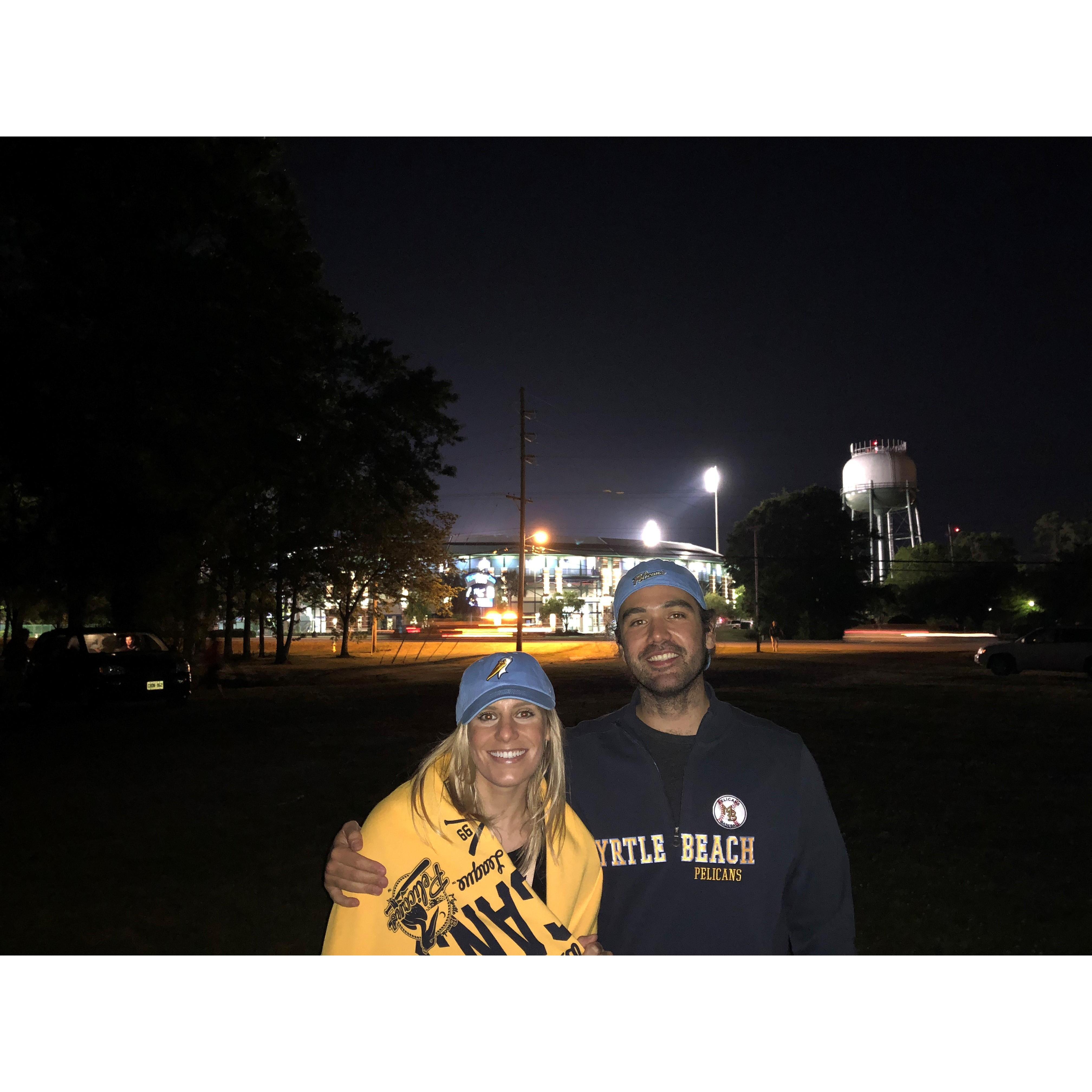You might think this was taken on a cold, fall night in Chicago based on how bundled up Lauren is. This, however, was taken on a warm May night in Myrtle Beach.