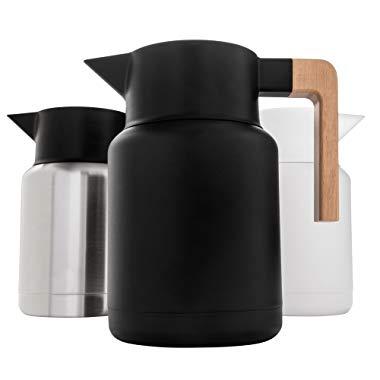 Large Thermal Coffee Carafe - Stainless Steel, Double Walled Thermal Pots For Coffee and Teas by Hastings Collective - Black, Vacuum Carafes With Removable Tea Infuser and Strainer | 50 Fl Oz.