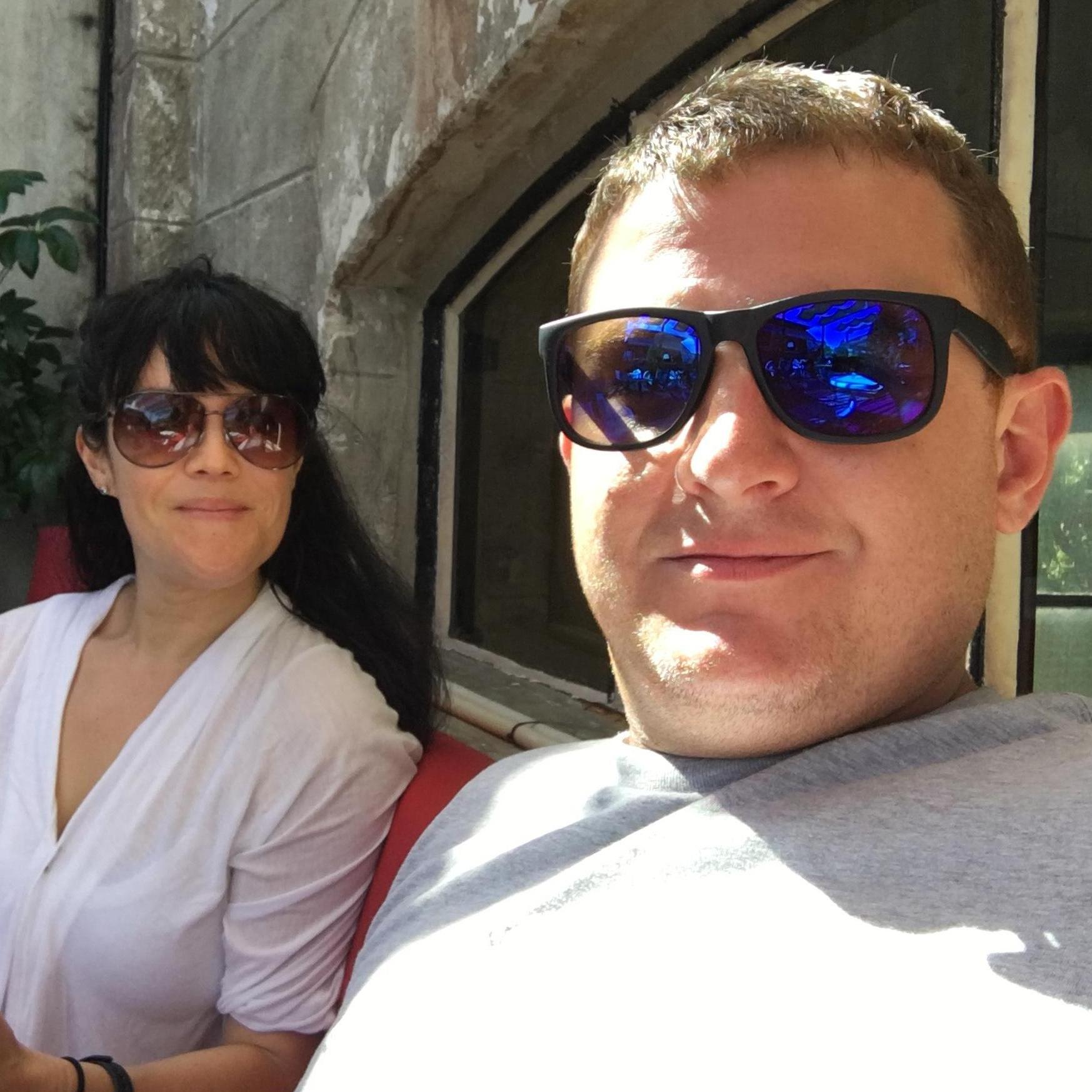At a cafe. Taking a break from walking all over Havana