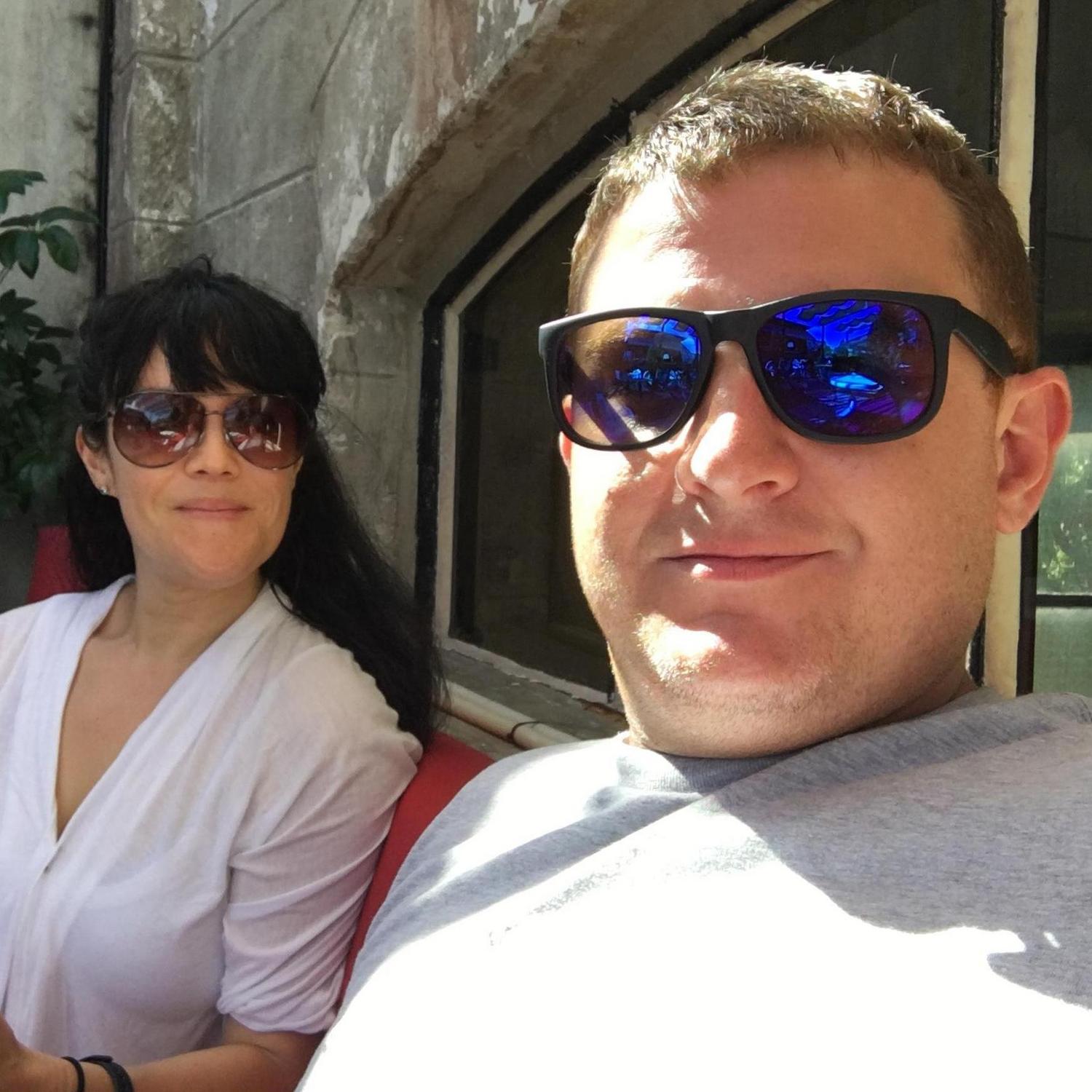 At a cafe. Taking a break from walking all over Havana