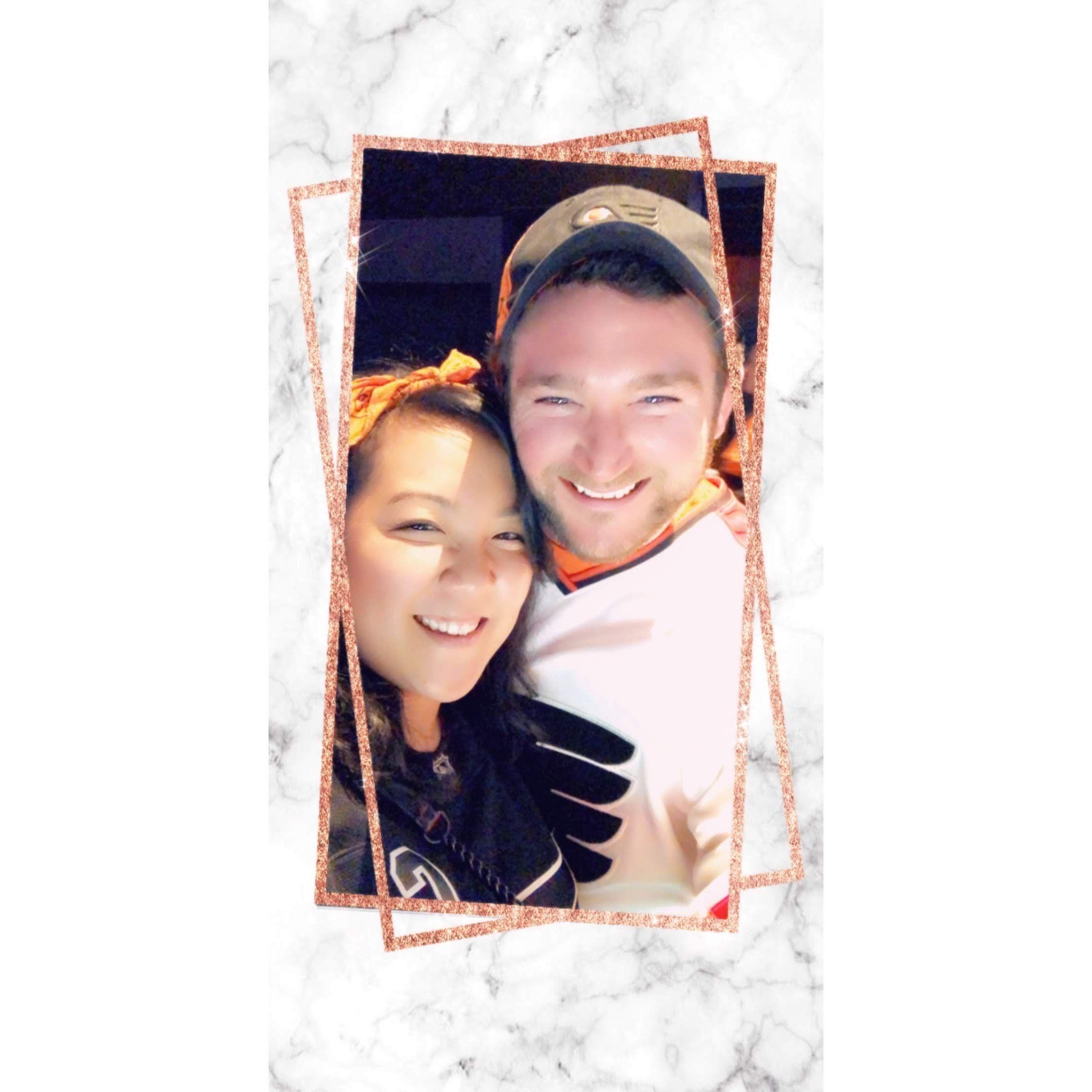 Our first Flyer's Home Opener was also the day we finally admitted to our friends we were an actual couple.