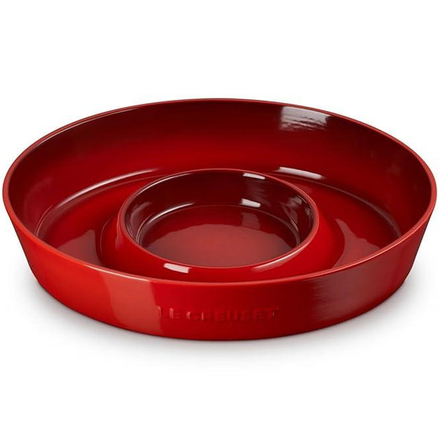 Le Creuset Stoneware Signature Oval Chip and Dip Platter, 13", Cerise