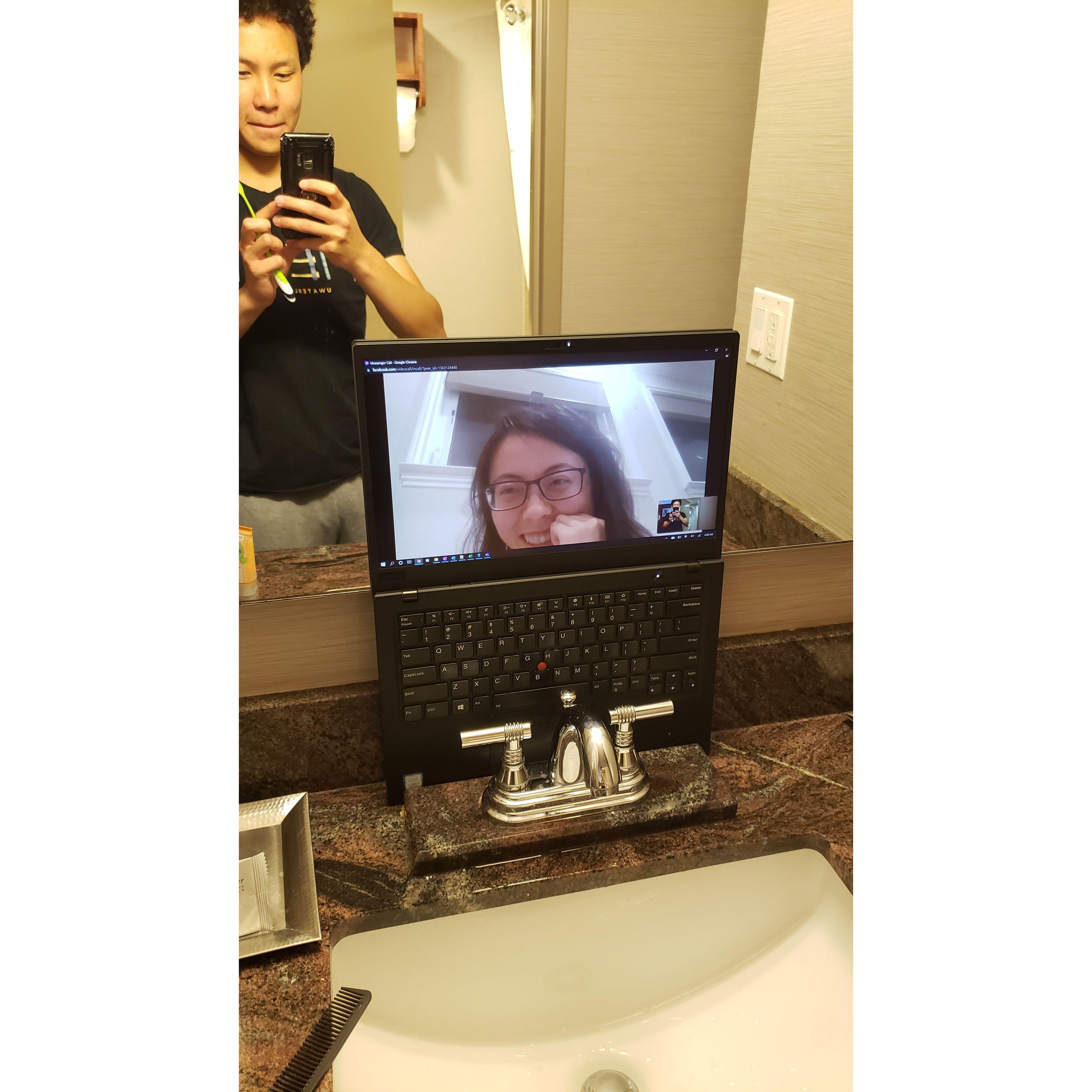 Late night video calls across timezones... at 4:28 AM... the sun was rising and birds were chirping...